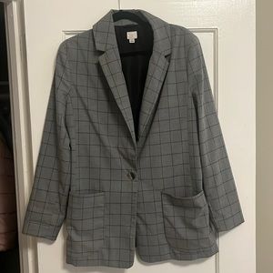 A New Day Oversized relaxed Blazer grey with black checkered pattern OBO